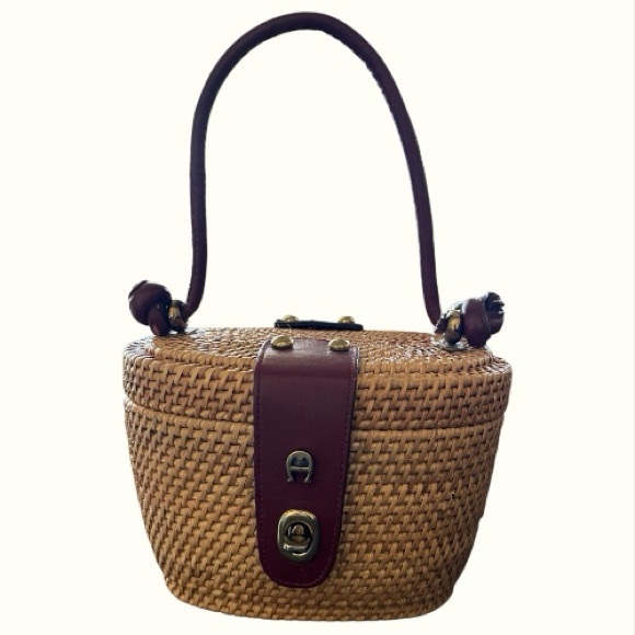 ettienne aigner Handbags - Etienne Aigner Rattan Wicker Woven Basket Tote Purse Vintage 70’s Nantucket